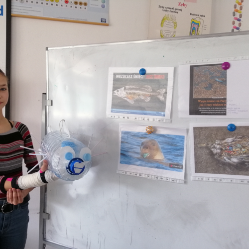 Zofia has prepared plastic fish and discussed plastic soup problem.